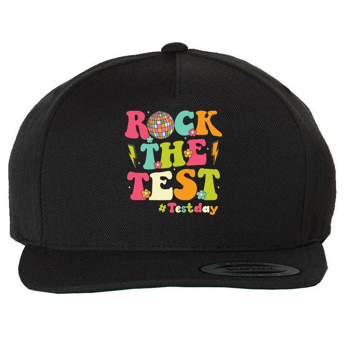 Rock The Test Testing Day Retro Smile Face Teacher Student Wool Snapback Cap