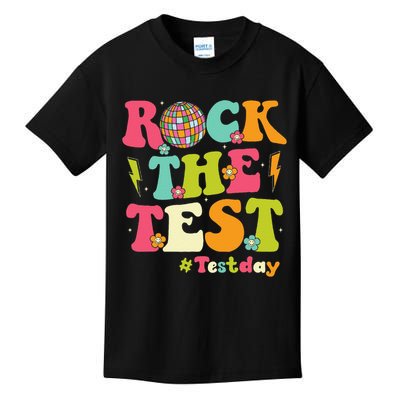 Rock The Test Testing Day Retro Smile Face Teacher Student Kids T-Shirt