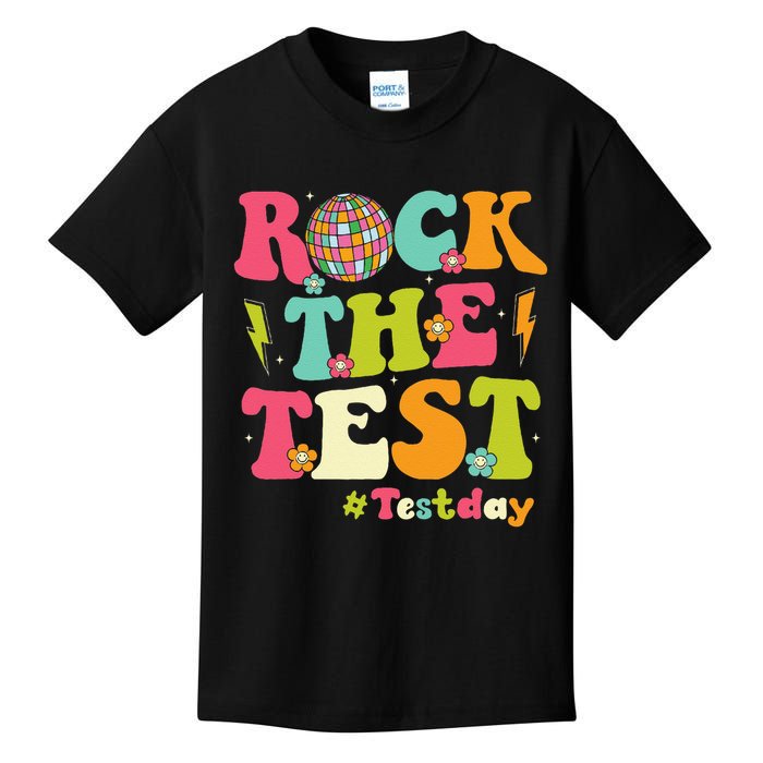 Rock The Test Testing Day Retro Smile Face Teacher Student Kids T-Shirt