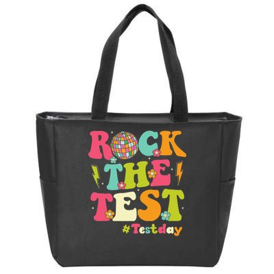 Rock The Test Testing Day Retro Smile Face Teacher Student Zip Tote Bag