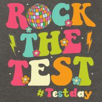 Rock The Test Testing Day Retro Smile Face Teacher Student Cotton Canvas Backpack
