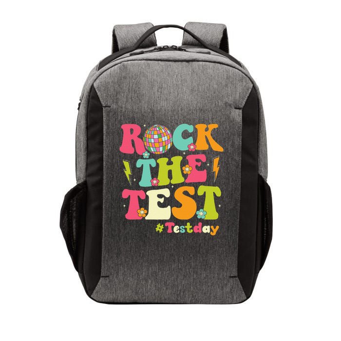 Rock The Test Testing Day Retro Smile Face Teacher Student Vector Backpack