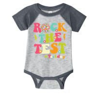 Rock The Test Testing Day Retro Smile Face Teacher Student Infant Baby Jersey Bodysuit