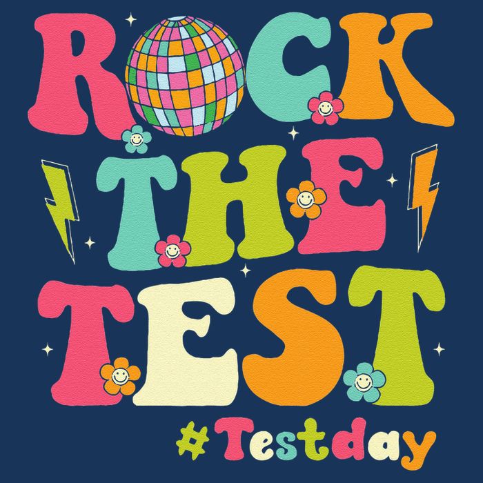 Rock The Test Testing Day Retro Smile Face Teacher Student Infant Baby Jersey Bodysuit