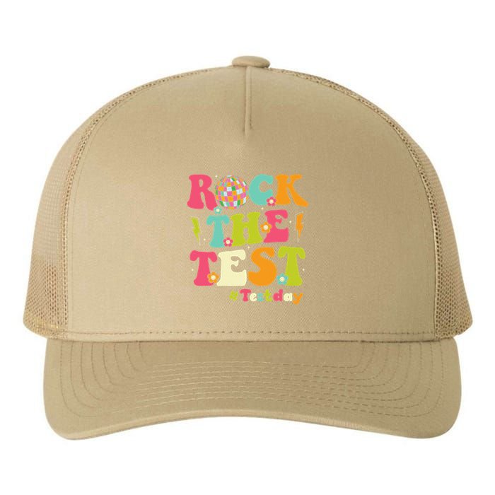 Rock The Test Testing Day Retro Smile Face Teacher Student Yupoong Adult 5-Panel Trucker Hat