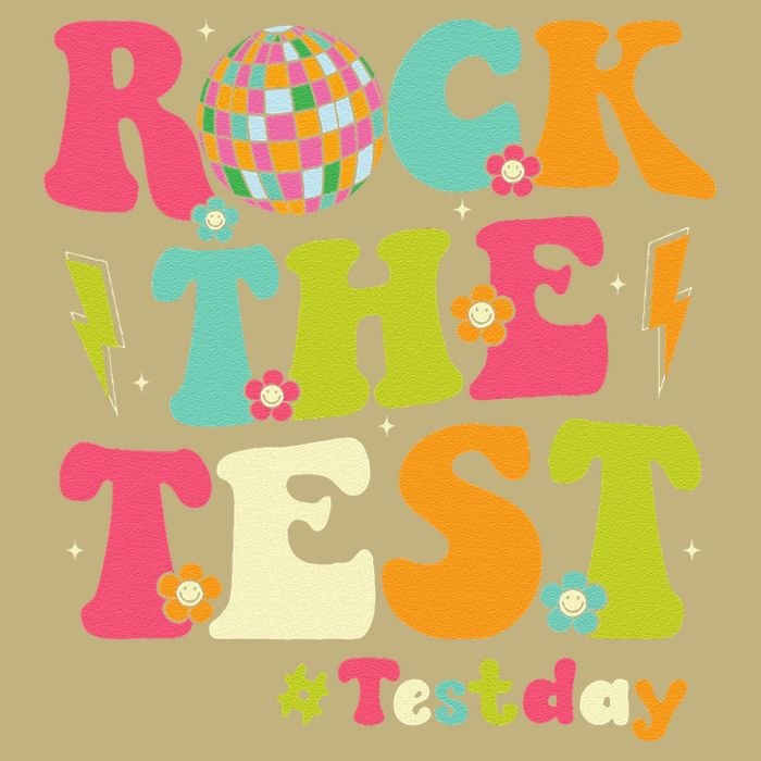 Rock The Test Testing Day Retro Smile Face Teacher Student Cooling Performance Crew T-Shirt