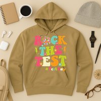 Rock The Test Testing Day Retro Smile Face Teacher Student Hoodie