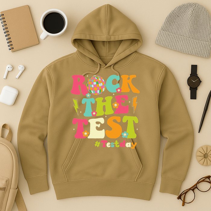 Rock The Test Testing Day Retro Smile Face Teacher Student Hoodie