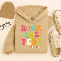 Rock The Test Testing Day Retro Smile Face Teacher Student Hoodie