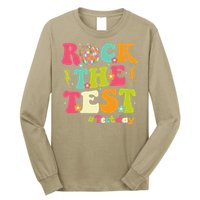 Rock The Test Testing Day Retro Smile Face Teacher Student Long Sleeve Shirt