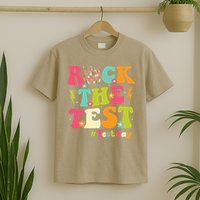 Rock The Test Testing Day Retro Smile Face Teacher Student T-Shirt