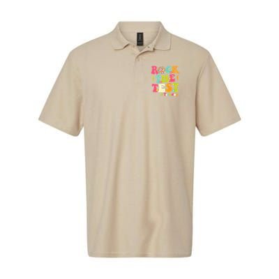 Rock The Test Testing Day Retro Smile Face Teacher Student Polo