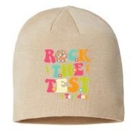 Rock The Test Testing Day Retro Smile Face Teacher Student Sustainable Beanie