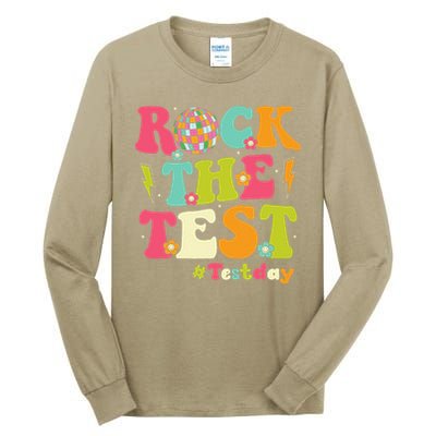 Rock The Test Testing Day Retro Smile Face Teacher Student Tall Long Sleeve T-Shirt