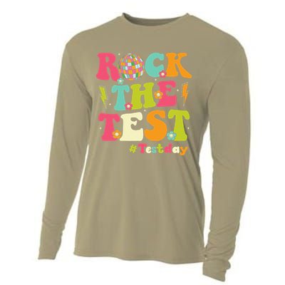 Rock The Test Testing Day Retro Smile Face Teacher Student Cooling Performance Long Sleeve Crew