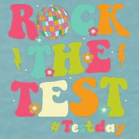 Rock The Test Testing Day Retro Smile Face Teacher Student Sueded Cloud Jersey T-Shirt