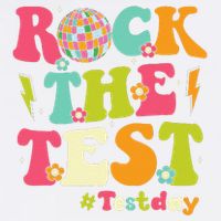 Rock The Test Testing Day Retro Smile Face Teacher Student Garment-Dyed Sweatshirt