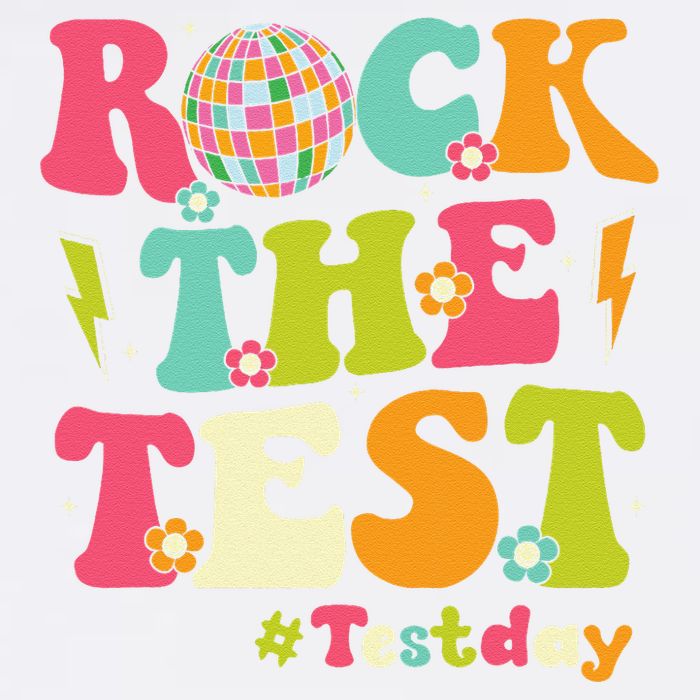 Rock The Test Testing Day Retro Smile Face Teacher Student Garment-Dyed Sweatshirt