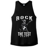 Rock The Test Teacher Test Day Cat Lover State Testing Ladies PosiCharge Tri-Blend Wicking Tank