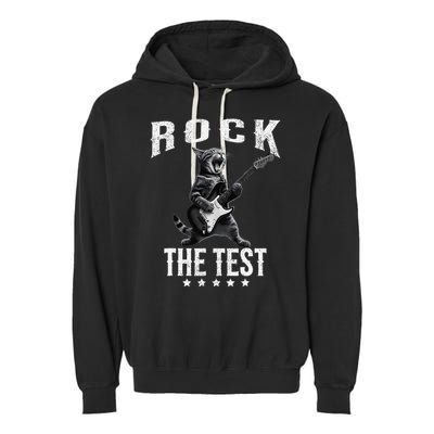 Rock The Test Teacher Test Day Cat Lover State Testing Garment-Dyed Fleece Hoodie