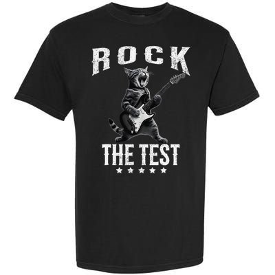 Rock The Test Teacher Test Day Cat Lover State Testing Garment-Dyed Heavyweight T-Shirt