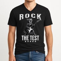 Rock The Test Teacher Test Day Cat Lover State Testing V-Neck T-Shirt