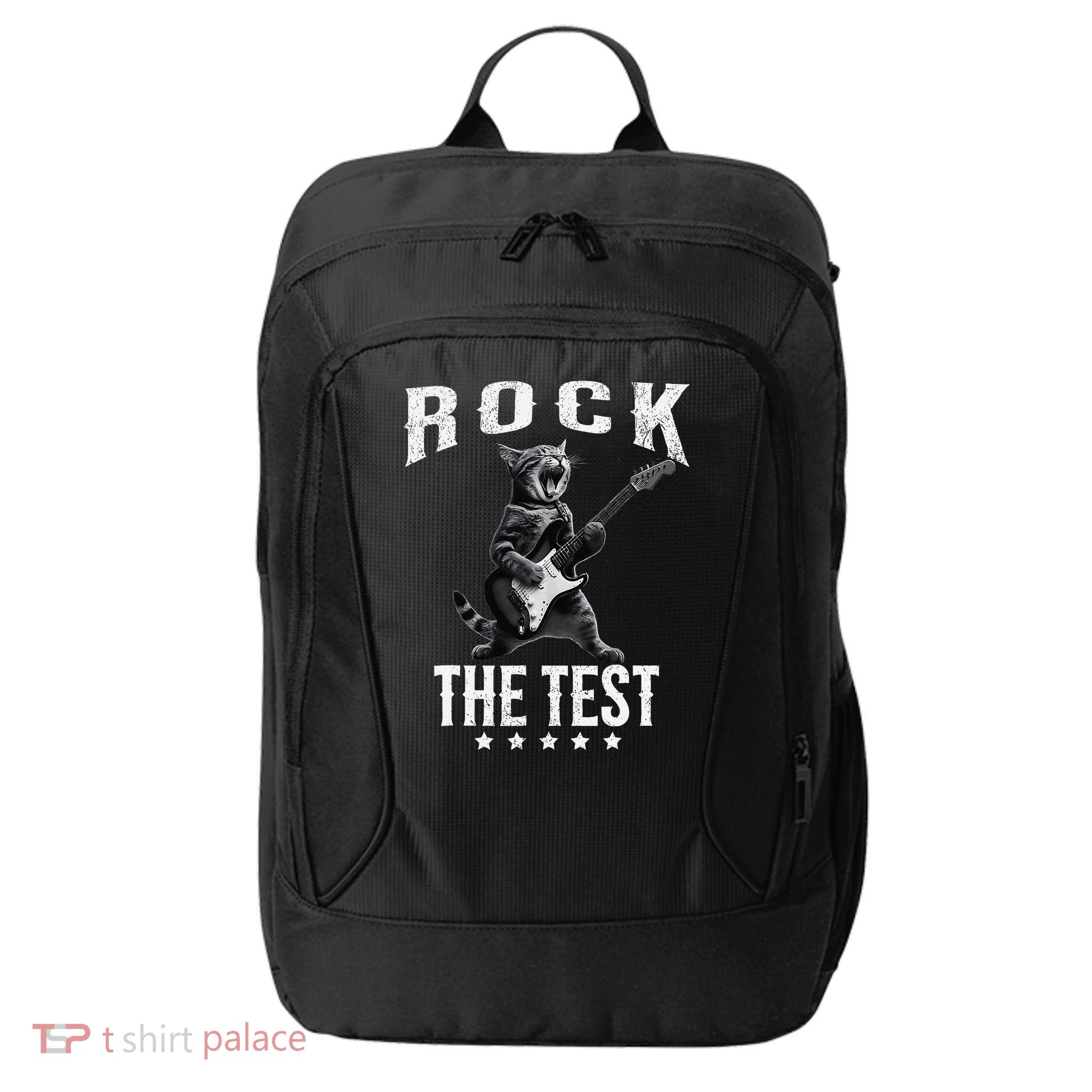 Rock The Test Teacher Test Day Cat Lover State Testing City Backpack