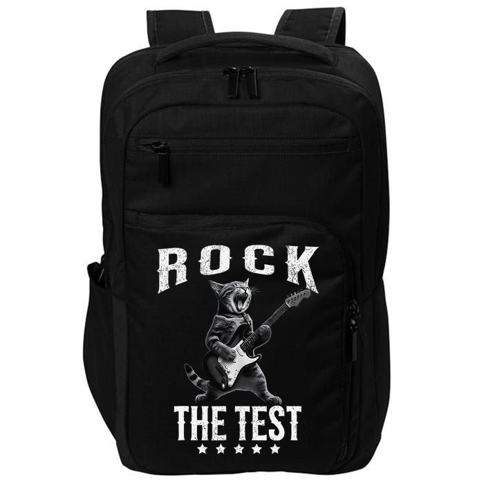 Rock The Test Teacher Test Day Cat Lover State Testing Impact Tech Backpack