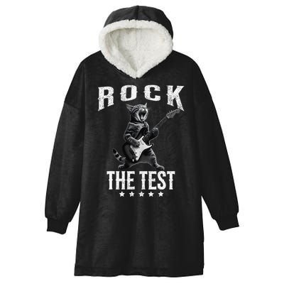 Rock The Test Teacher Test Day Cat Lover State Testing Hooded Wearable Blanket