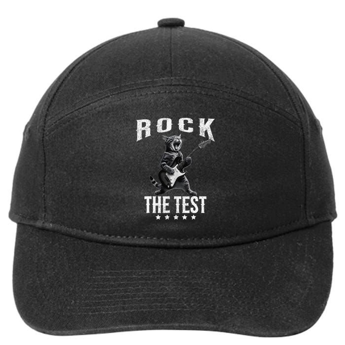 Rock The Test Teacher Test Day Cat Lover State Testing 7-Panel Snapback Hat