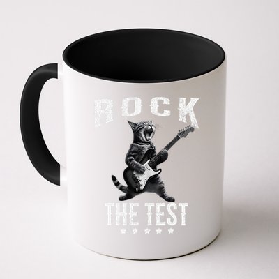 Rock The Test Teacher Test Day Cat Lover State Testing Mug