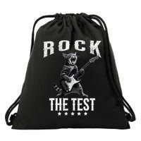 Rock The Test Teacher Test Day Cat Lover State Testing Drawstring Bag