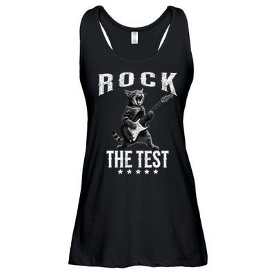 Rock The Test Teacher Test Day Cat Lover State Testing Ladies Essential Flowy Tank