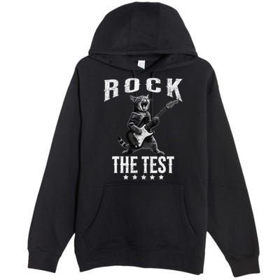 Rock The Test Teacher Test Day Cat Lover State Testing Premium Pullover Hoodie
