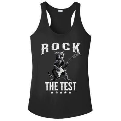 Rock The Test Teacher Test Day Cat Lover State Testing Ladies PosiCharge Competitor Racerback Tank
