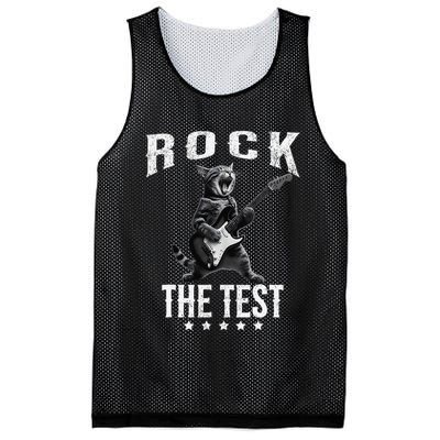Rock The Test Teacher Test Day Cat Lover State Testing Mesh Reversible Basketball Jersey Tank