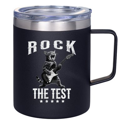 Rock The Test Teacher Test Day Cat Lover State Testing 12oz Stainless Steel Coffee Mug