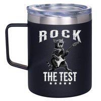 Rock The Test Teacher Test Day Cat Lover State Testing 12oz Stainless Steel Coffee Mug