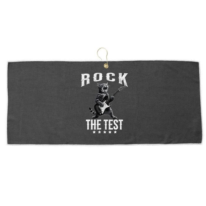 Rock The Test Teacher Test Day Cat Lover State Testing Large Microfiber Waffle Golf Towel