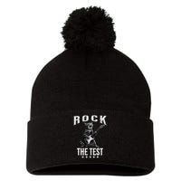 Rock The Test Teacher Test Day Cat Lover State Testing Pom Pom 12in Knit Beanie