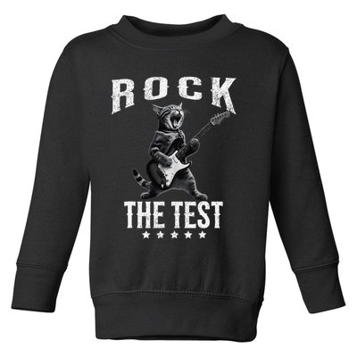Rock The Test Teacher Test Day Cat Lover State Testing Toddler Sweatshirt