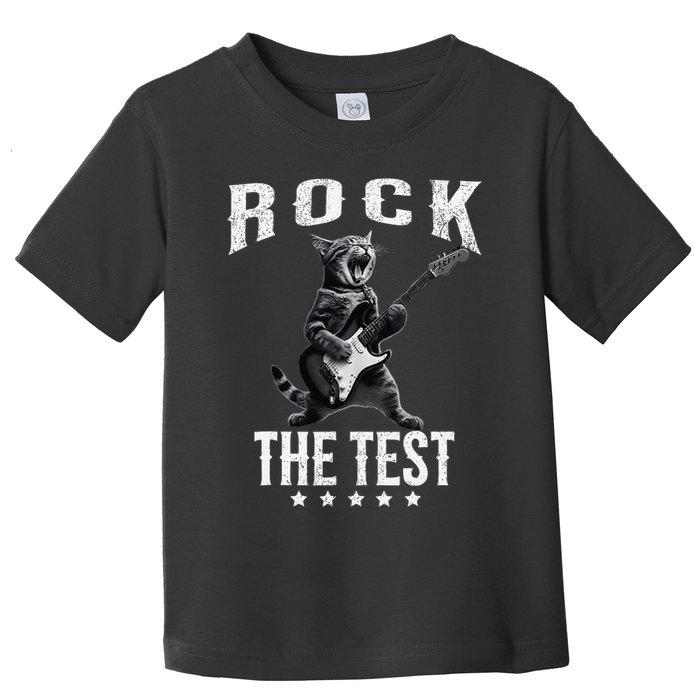 Rock The Test Teacher Test Day Cat Lover State Testing Toddler T-Shirt