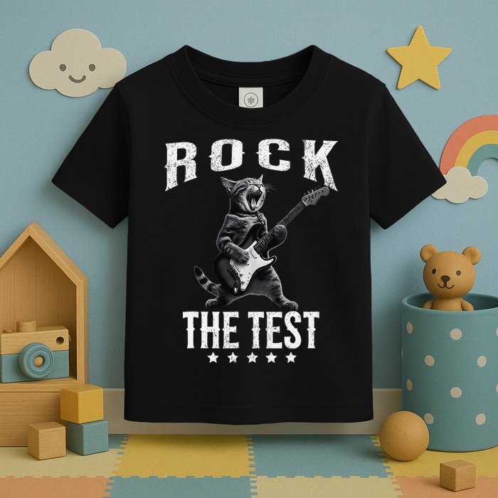 Rock The Test Teacher Test Day Cat Lover State Testing Toddler T-Shirt