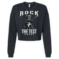 Rock The Test Teacher Test Day Cat Lover State Testing Cropped Pullover Crew