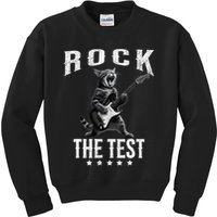 Rock The Test Teacher Test Day Cat Lover State Testing Kids Sweatshirt