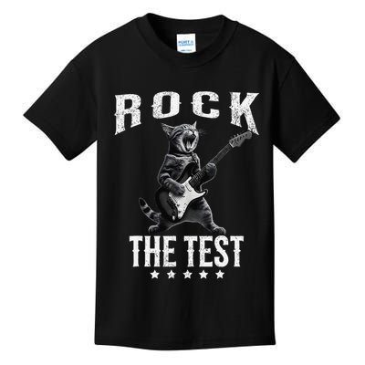 Rock The Test Teacher Test Day Cat Lover State Testing Kids T-Shirt