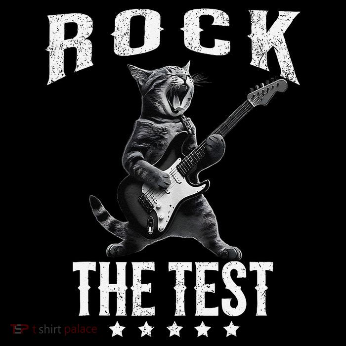 Rock The Test Teacher Test Day Cat Lover State Testing Kids T-Shirt