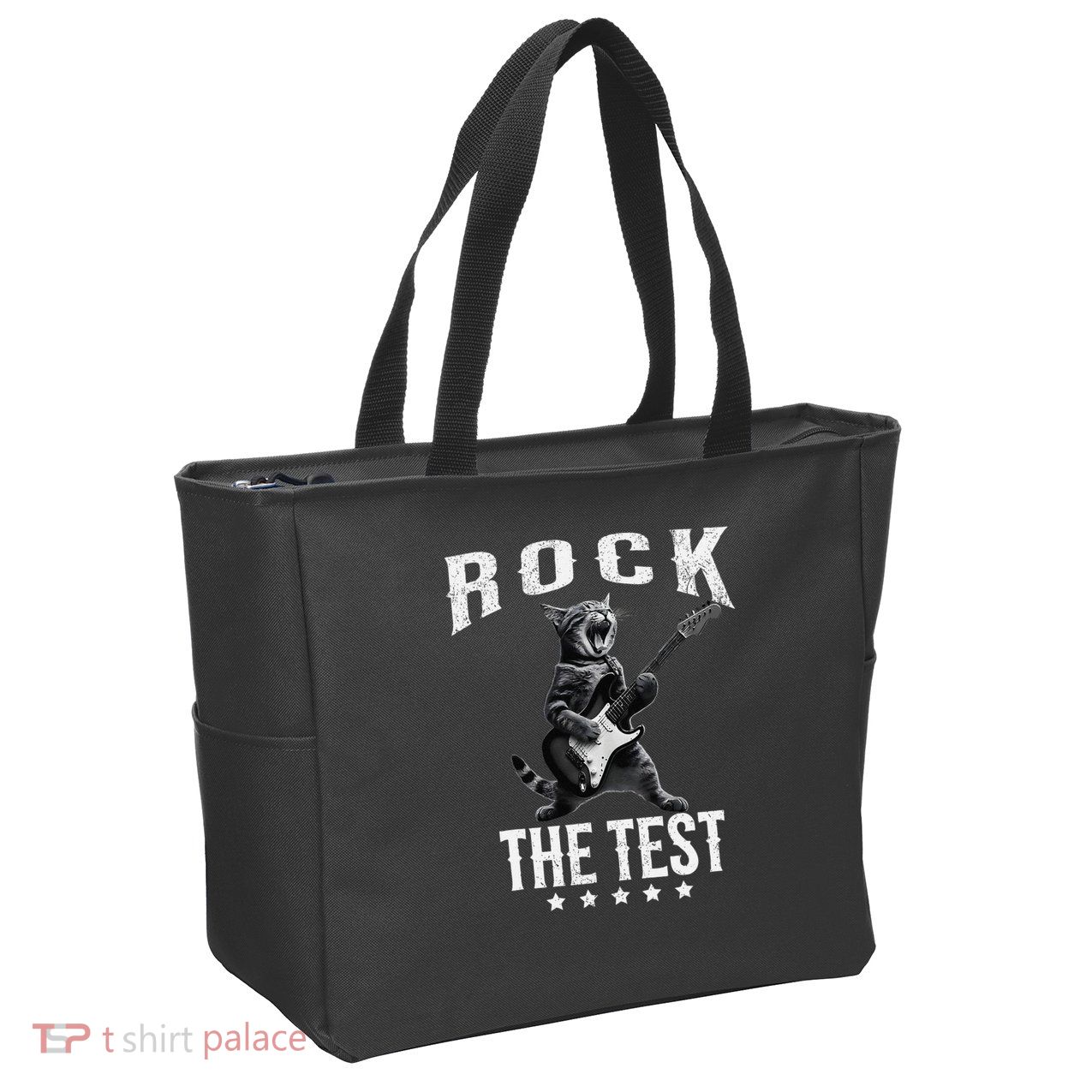 Rock The Test Teacher Test Day Cat Lover State Testing Zip Tote Bag