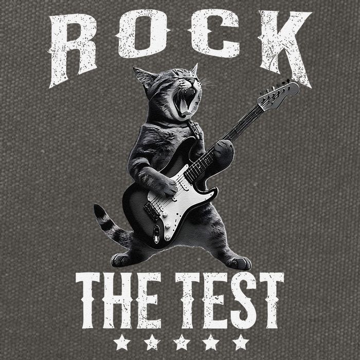 Rock The Test Teacher Test Day Cat Lover State Testing Cotton Canvas Backpack