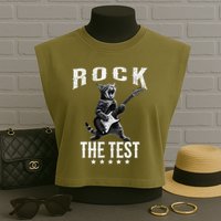 Rock The Test Teacher Test Day Cat Lover State Testing Garment-Dyed Women's Muscle Tee